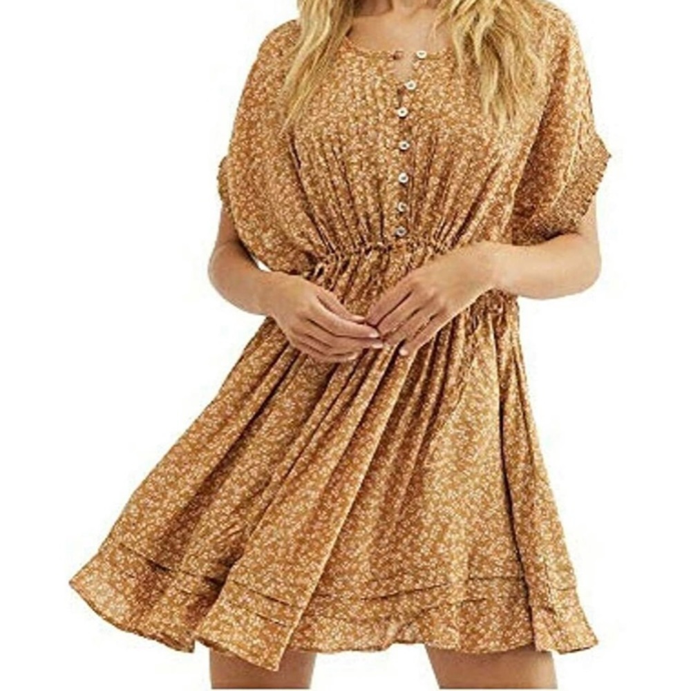 Free People One Fine Day Oversized Mini Sun Dress-size Large